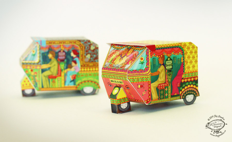 DIY Bombay Auto Rickshaw Box: Pink design